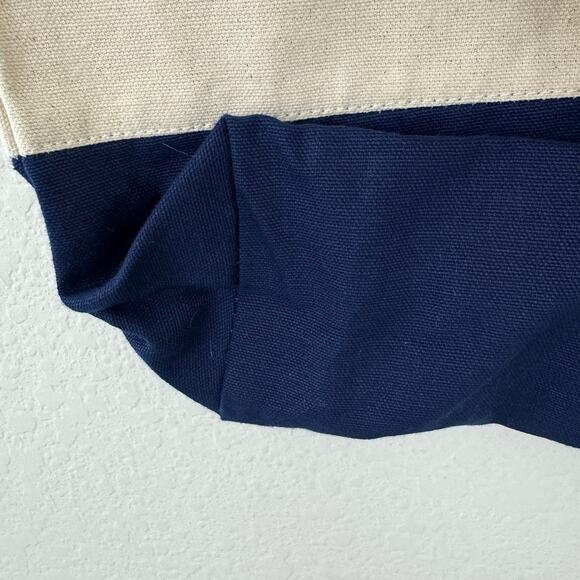 Faherty Canvas Lightweight Reusable Tote Bag Branded Cream Blue - Picture 3 of 8